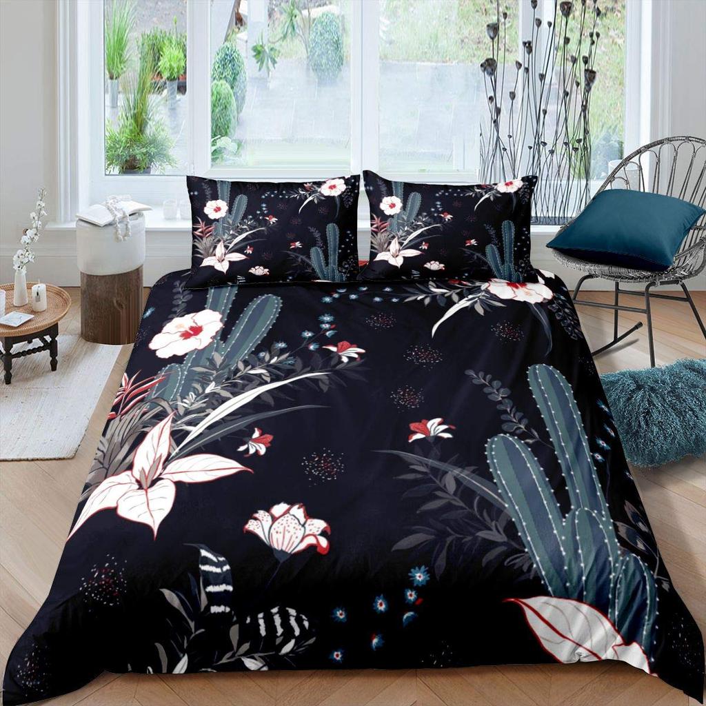 Пододеяльник с суккулентами, комплект постельного белья с зелеными растениями, тропическим ботаническим рисунком, акварелью, стильным принтом природы, двухспальное покрывало