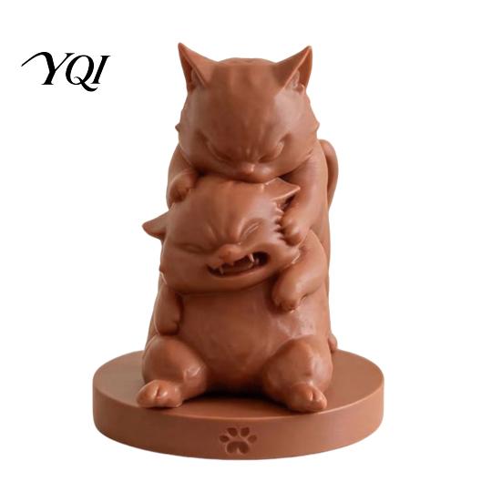Modern Home Tabletop Decorations Fighting Cats Ornament, 3D Printed Stacked Kitten Figurine, Durable PLA Minimalist Room Decor for Bedroom Creative