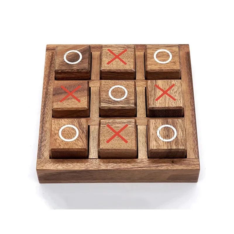 Wooden Tic Tac Toe Board Game XO Chess Parent Child Interaction Party Spiele Juegos De Mesas Para Toda La Familia