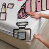 3pcs Fitted Sheet Set For Girls Room Decor Doodle Lipstick Perfume Glasses Hearts Makeup Printed Flat Sheet With 2 Pillowcases