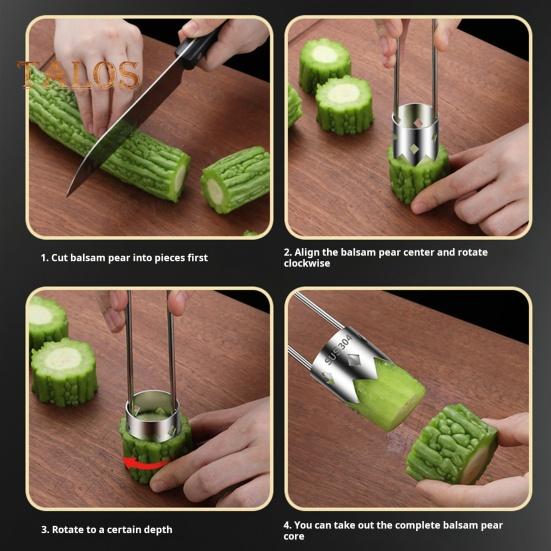 1/2 шт. Инструмент для удаления сердцевины из болгарского перца из нержавеющей стали. Быстрое удаление сердцевины из овощей и фруктов. Простой в использовании резак для удаления сердцевины красного перца.