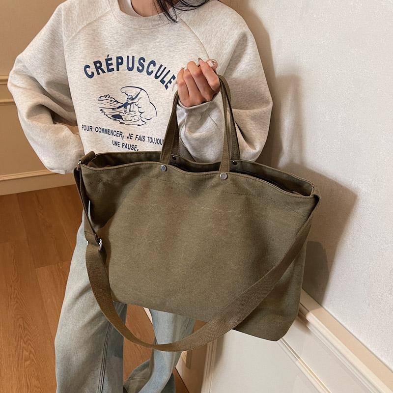 Холщовая сумка женская большая вместительная сумка через плечо студенческая однотонная сумка через плечо для поездок на работу