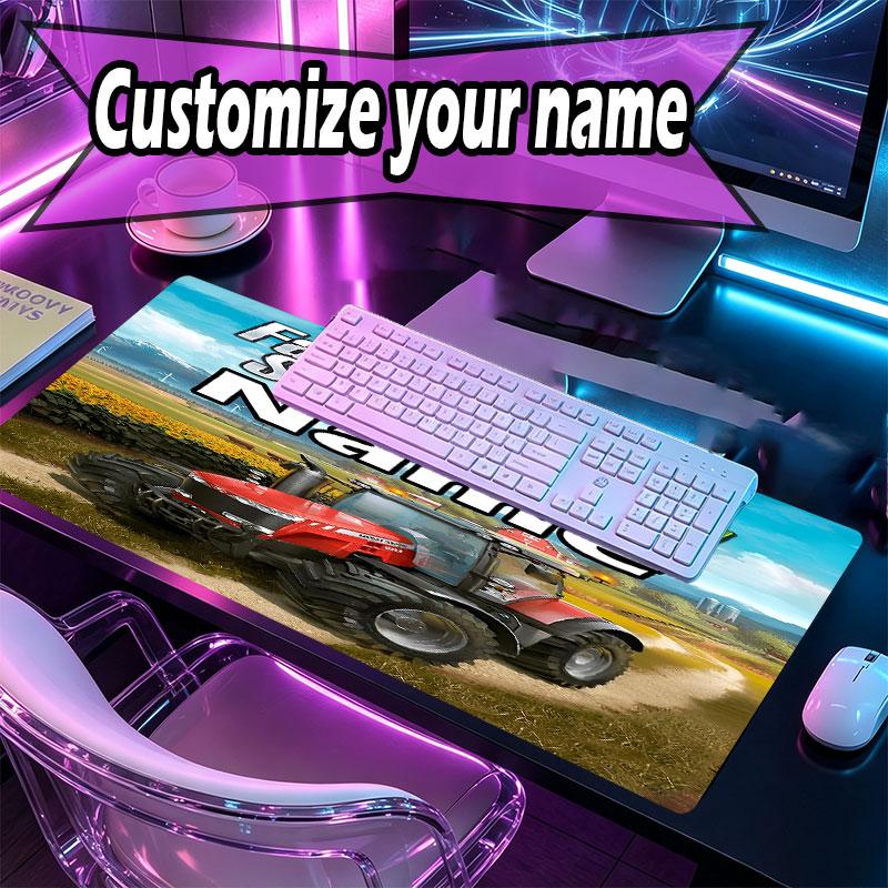 Custom Name Personalized Landwirtschafts‑Simulator Pattern Mousepad, Laptop PC Desk Mat, Decorative Desk Mat for Home Keyboard Pad Gift
