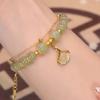 Pastoral Style Exquisite Womens Electroplated Glass Bead Leaf Bracelet