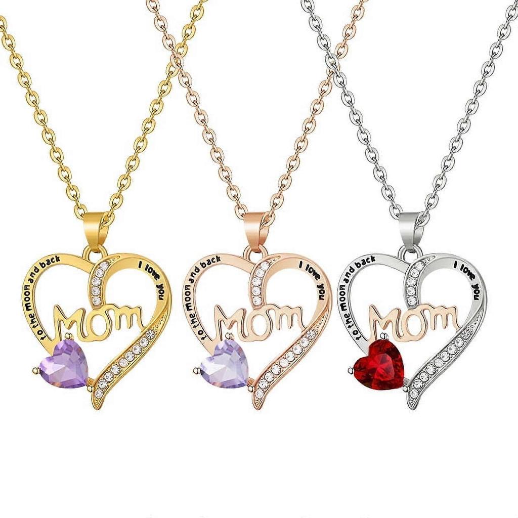 925 Sterling Silver Mom Necklace with Birthstone, I Love You Gift for Mother’s Day, Birthday – Compatible with LK01 (G-White)