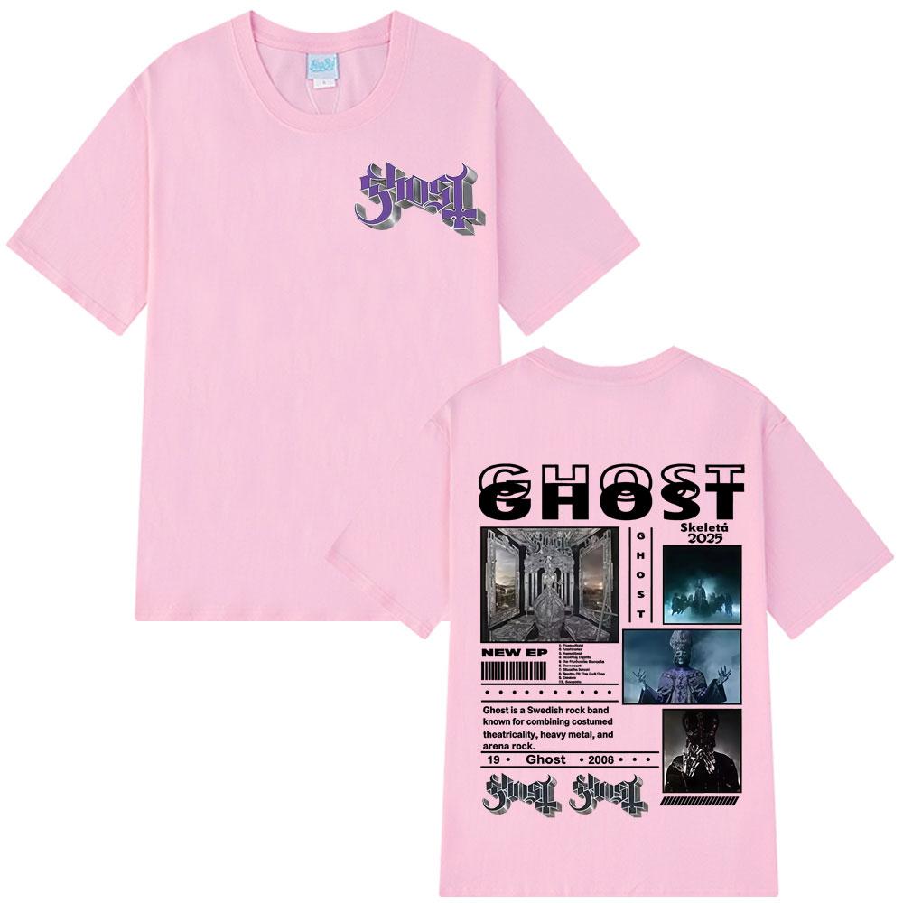 Ghost Skeletour World Tour Горячая Распродажа 2025 Альбом Футболки Мужские Женские С коротким рукавом Свободные Повседневные Оверсайз Харадзюку Панк Футболки