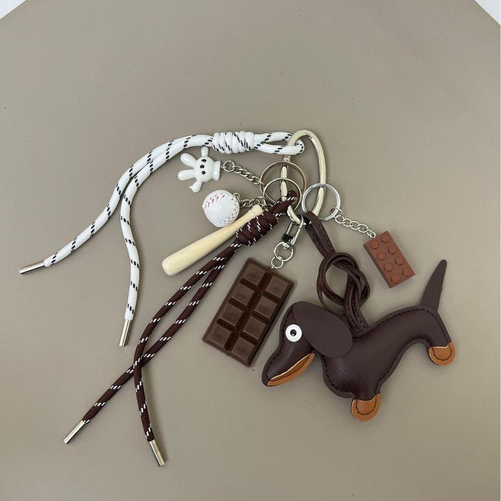 Милый мультяшный брелок-такса: Трендовый DIY Персонализированный Подвеска-шарм из веревки