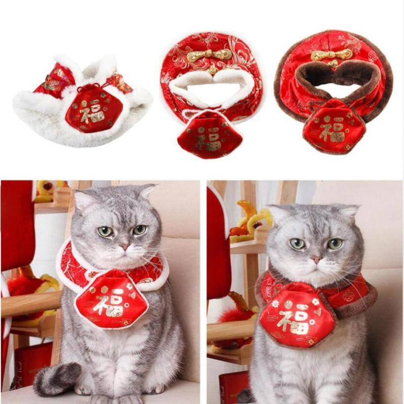 Кошачий костюм Тан, праздничный плащ, теплые воротники с красным конвертом, осень-зима, китайский стиль, Новый год