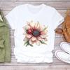 (Asian Size) Casual Tees Top Flower Lovely 90s Women Clothing Short Sleeve T Shirt Tee Fashion Print Ladies Female Graphic T-shirts