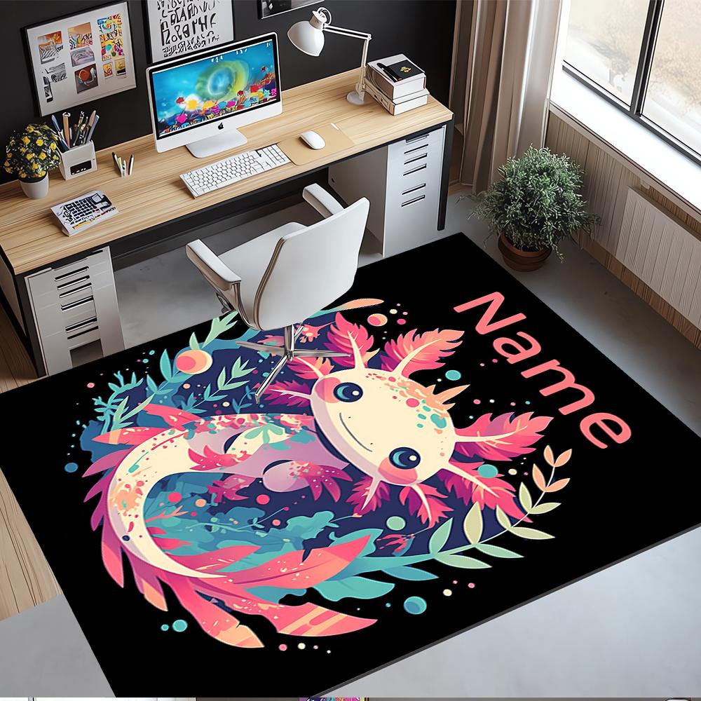 Custom Name Axolotl Printed Carpet,Rug for Office Chair Living Room Bedroom Kitchen Room Decor Gifts.