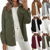 Women’s Casual Solid Jacket Cardigan Fashion Simple Comfortable Patchwork Jacket Coat Fall Winter Long Sleeve Collared Button Loose Thicken Coat