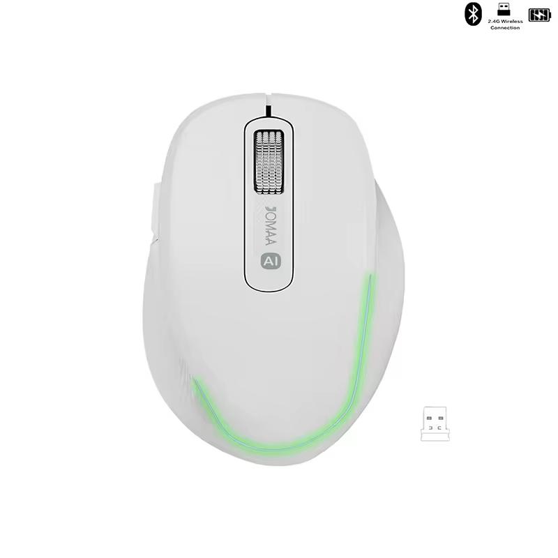 BT Dual Mode Wireless Rechargeable Silent AI Mouse Voice Controlled Typing/Voice Translation/AIPPT/AiText AI Mouse for Win/MasOS