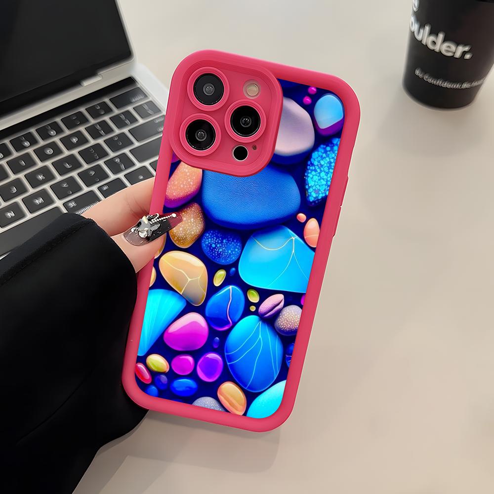 Эстетичный Чехол для Телефона со Стразами для iPhone 17 16 15 14 13 12 11 Air Pro Max Plus Утолщенный Цветной Чехол из ТПУ Роскошные Чехлы для Телефонов