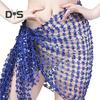 Belly Dance Hip Scarf Sequin Woven Wrap Skirt Hollow Out Mini Skirt Waistband Oriental Indian Dancer Sash Performance Carnival Costume Accessory