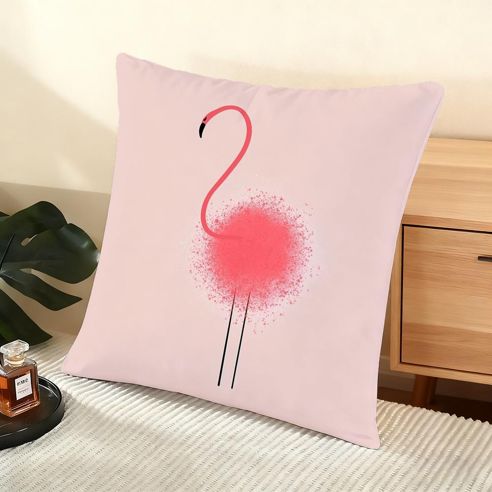 Flamingo Cushion Cover Soft Short Plush Pillow Cover Smooth Cozy Texture Aesthetic Cushion Case Home Decor