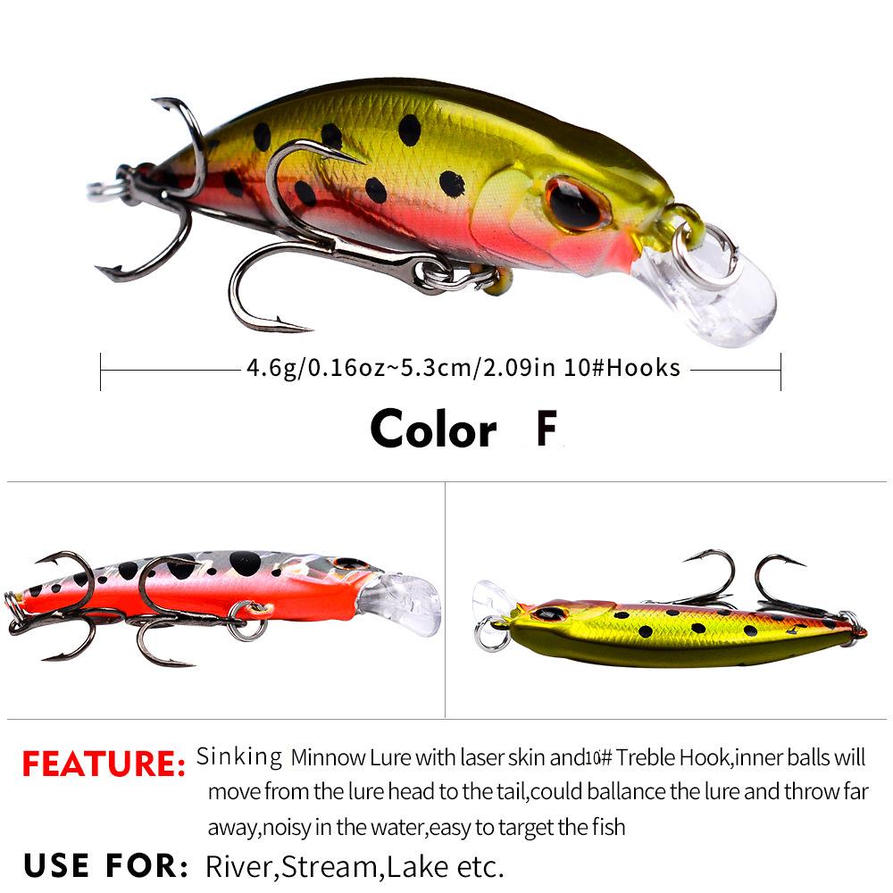 Погружная приманка Mino, 5,3 см, 4,6 г, длинная дорожная приманка, биомиметическая пластиковая жесткая приманка, рыболовные снасти