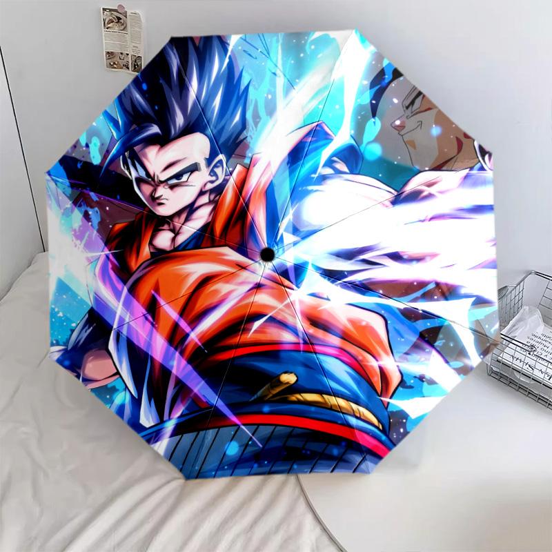 Зонт-автомат с рисунком персонажей Dragon Ball, портативный и складной дизайн, 8 спиц, рождественский или день рождения подарок.