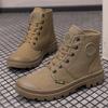 Men Boots Canvas Ankle Boots Retro Lace Up Rubber Boots Outdoor Hiking High Top Men Shoes High Quality Non Slip Work Boot