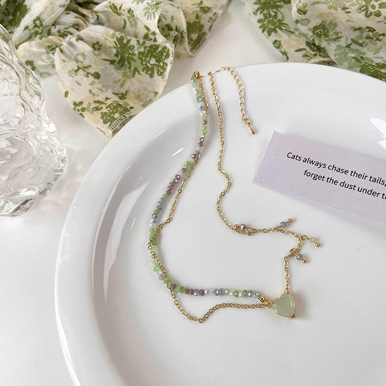 Свежий зеленый галстук, коллекция ожерелья ручной работы из бисера, цепочка на ключицу, дизайн, ниша, колье, ожерелье