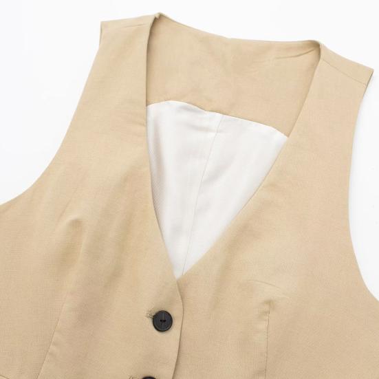 Женский жилет с V-образным вырезом, однобортное пальто без рукавов, повседневный жилет с карманами, женская нарядная жилетка, куртка