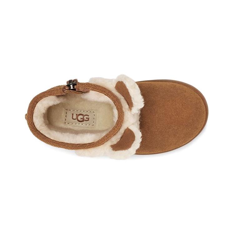 UGG Ssic Снежные ботинки для детей с подкладкой из флиса, на молнии, с изображением ламы, цвет каштановый, для детей от 3 до 7 лет 1123656T-CTSD