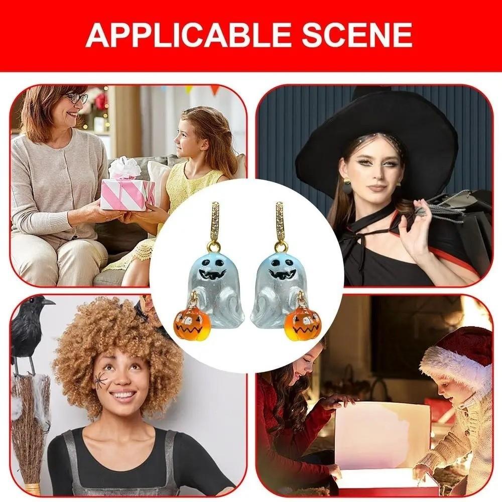 Rhinestone Ghost Ear Studs Resin Pumpkin Dangle Earrings Personality Halloween Earrings Girl