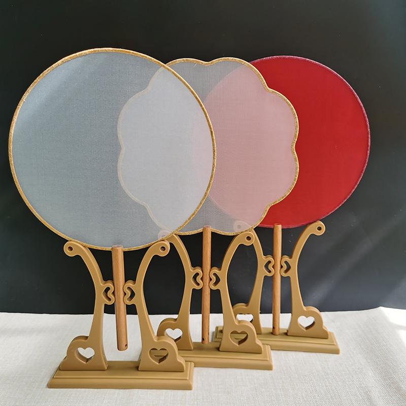 Chinese Style Vintage Art Folding Fan Stand Display Base Hand Fan Support Holder Home Office Table Decor