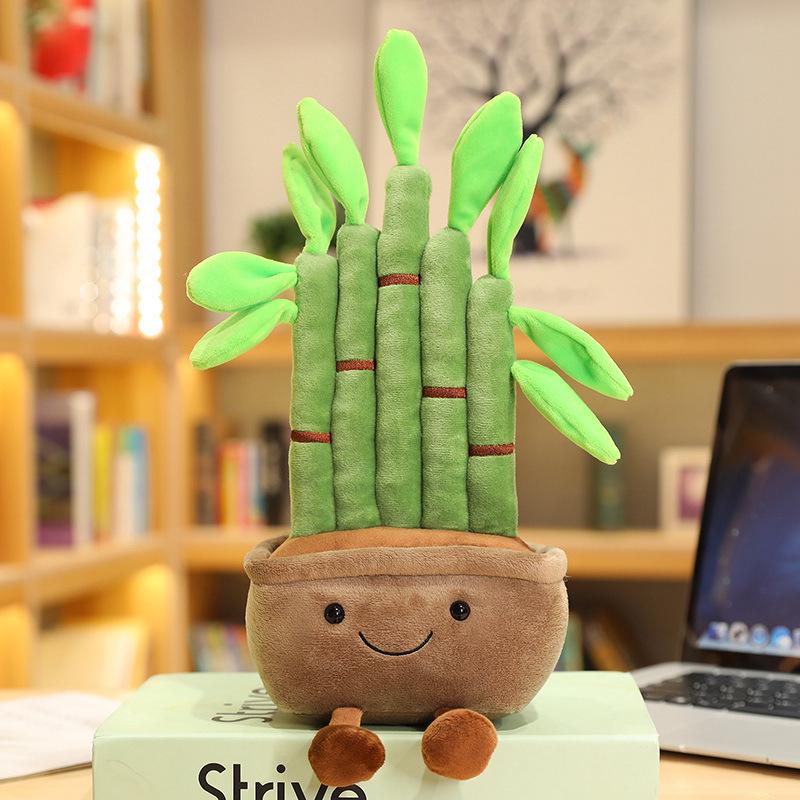 Cartoon Lucky Bamboo and Pine Tree Plush Toy - Office Desk Decoration and Gift
