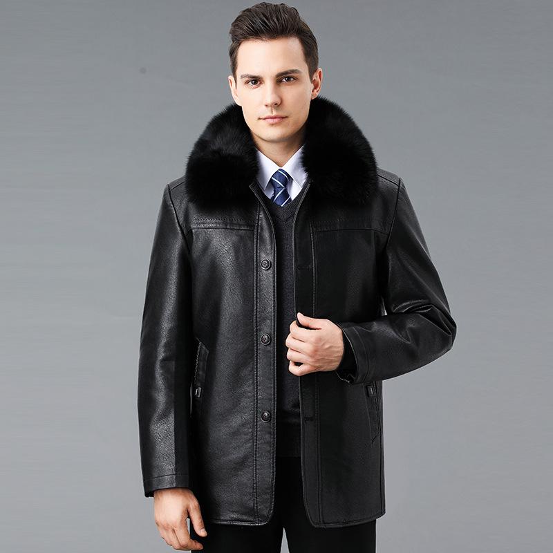 Genuine Leather Jacket Men's Sheepskin Jacket Fur Integrated Middle-aged Dad Winter Down Jacket Jacket