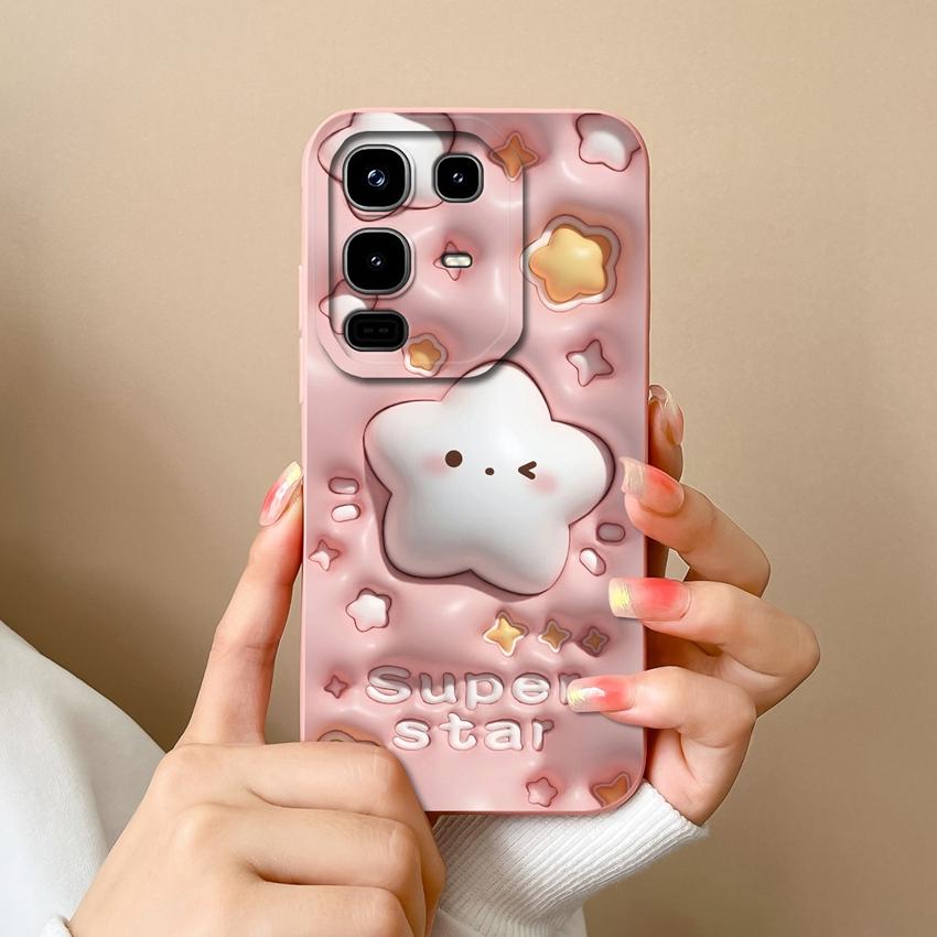 Для телефона Infinix Note 50 Pro Plus 40 50x Модный чехол с узорами «Звездное небо» и «Кот», Гладкий жидкий силикон, Высококачественный противоударный чехол для Infinix