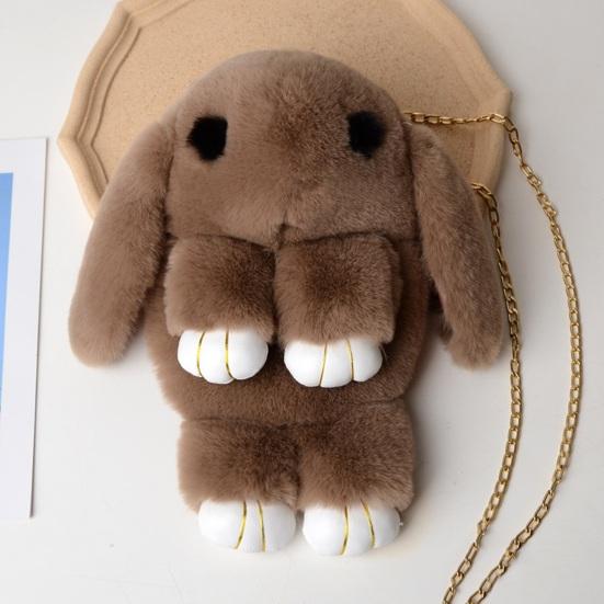 Messenger Bag Cartoon Bunny Shapr Furry Fluffy Soft Touch Plush Chain Shoulder