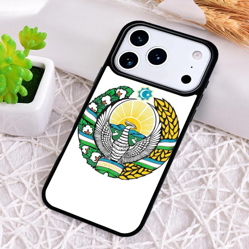 Чехол для телефона с эмблемой национального флага Узбекистана для iPhone 17 Air 16 15 11 12 14 13 Pro Max Ударопрочный чехол