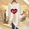 2025 новая летняя футболка женская из чистого хлопка с коротким рукавом средней длины с принтом любви свободного кроя оверсайз футболка