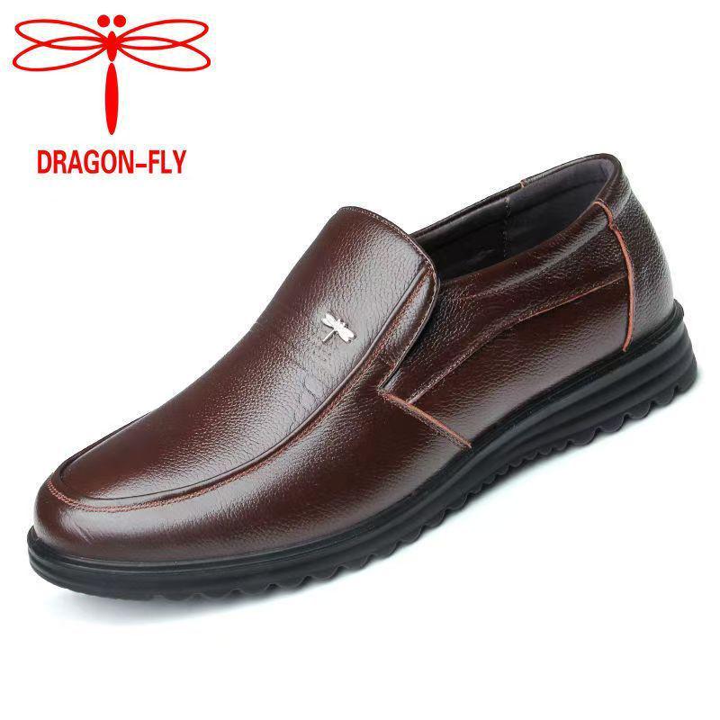 Мужские дышащие нескользящие повседневные туфли Dragonfly из натуральной кожи для среднего и пожилого возраста