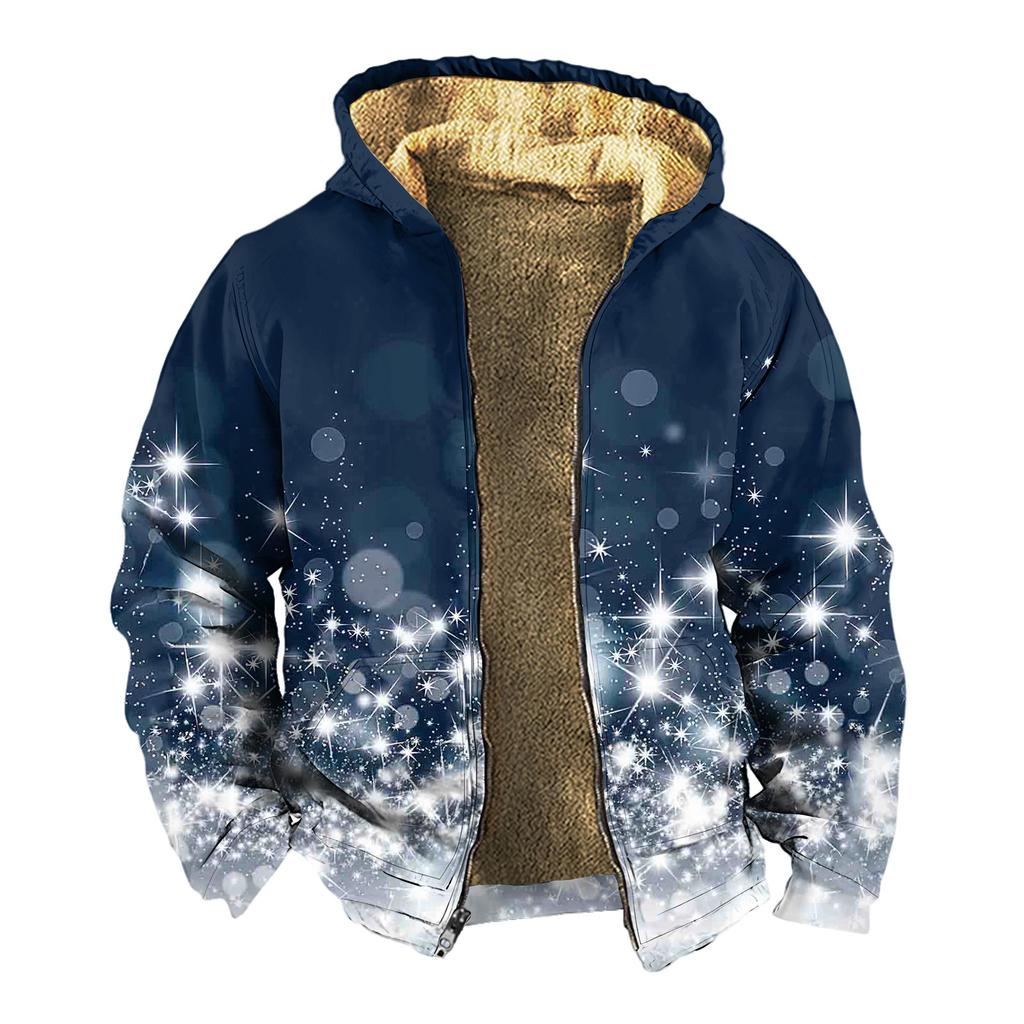 Мужская зимняя флисовая толстовка с капюшоном на молнии с накладным карманом, повседневная куртка