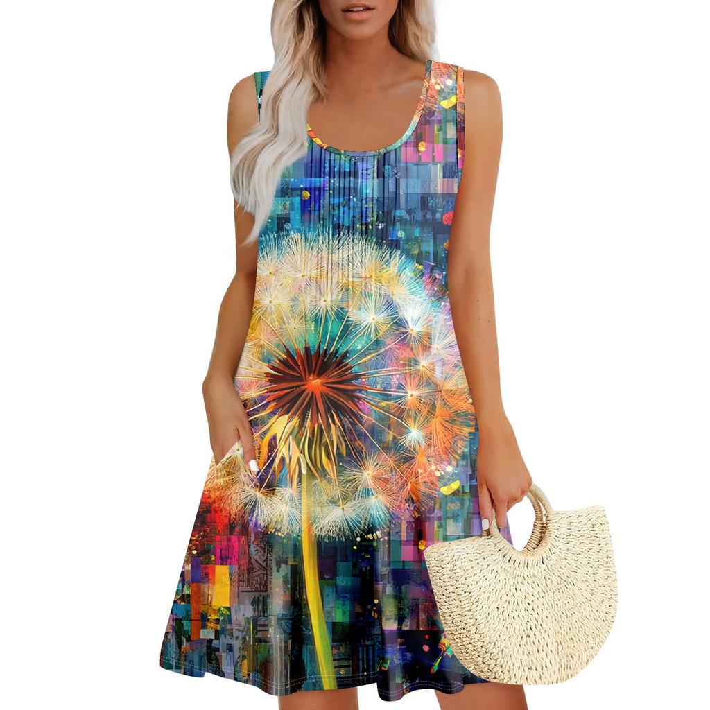 Женский повседневный сарафан с карманами, летнее пляжное платье в стиле бохо, праздничные платья для женщин, платья-майки