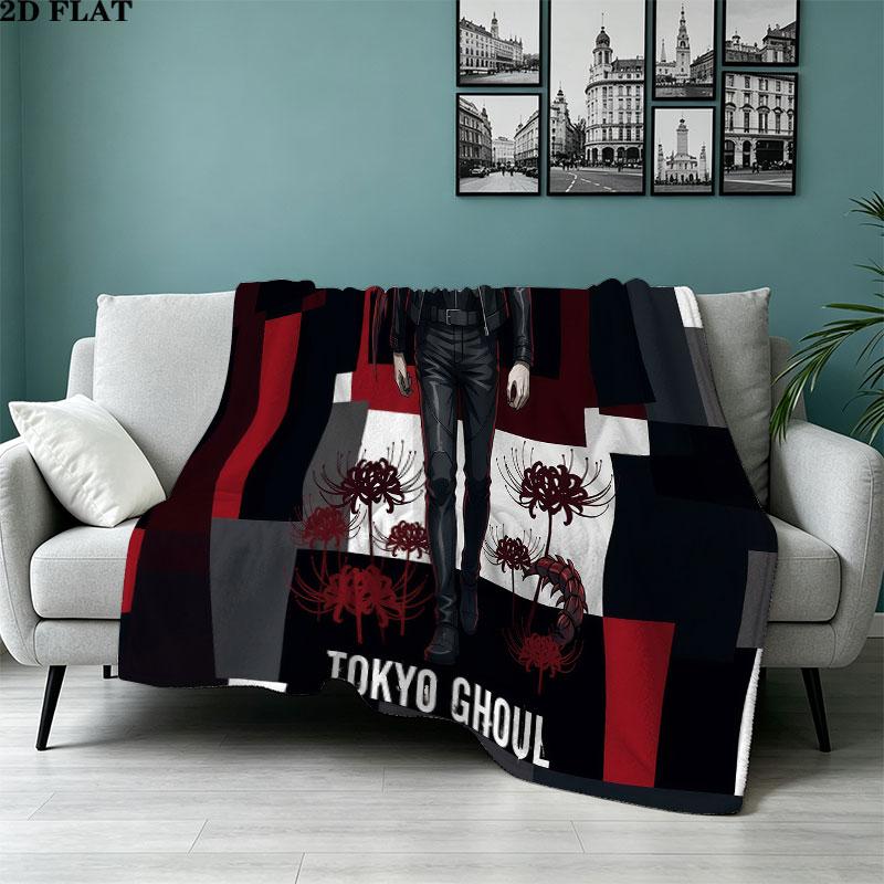 1PC Tokyo Ghoul Patterned Flannel Blanket Suitable For All Seasons For Home Decor Warmth And Comfort Gifts Holiday Present