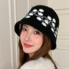 Винтажная жаккардовая вязаная шапка Осень Зима Панама, Женская шапка Теплая защита ушей Шапка-бини Оптом