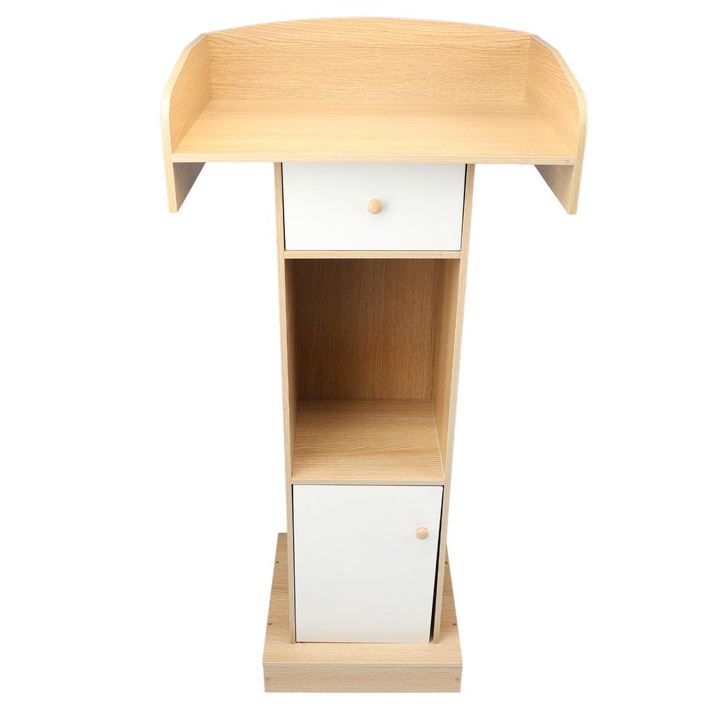 Pulpit Podium Stand MDF Modern Floor Standing Reception Desk Classroom Lectern with Storage Shelf