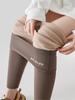 Autumn Winter Alpaca Velvet Shark Leggings Women Thick Warm Leggings High Waist Seamless Slim-Fit Thermal Pants