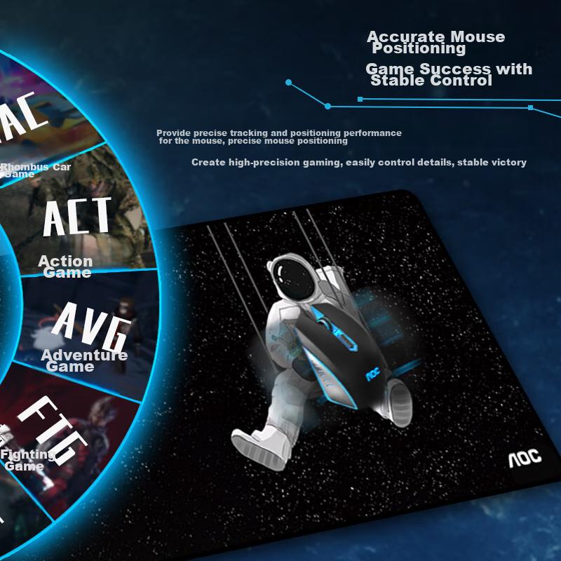AOC Gaming Long Mouse Pad Extra Large 800*300*3mm Thickened Edge-Locked Office Keyboard Computer Desk Pad M120 Cosmic Dream Black