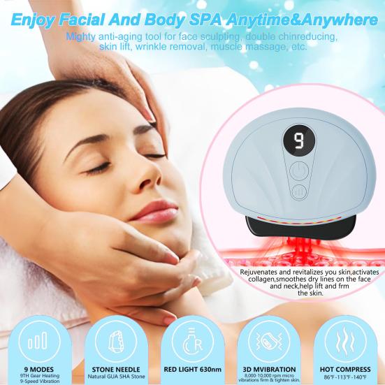 Electric Facial Massager Digital Display Compact Design Portable Rechargeable Anti-Aging Face Massager with Heat and Vibration