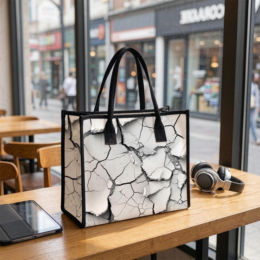 Fashion Crack Pattern Tote Bag Casual Large Capacity Daily Shoulder Bag Lightweight Portable Versatile Shopping Handbag