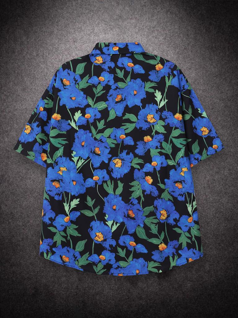 Негабаритные свободные короткие рукава с цветочным принтом, Гавайская пляжная летняя мужская рубашка, студенческие пары, модная повседневная мужская одежда