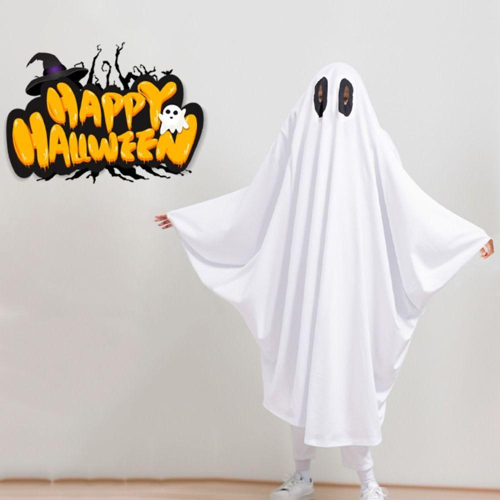 Fright Clothes Ghost Poncho Robe White Ghost Cosplay Costume Cute Halloween Cloak Cape Party
