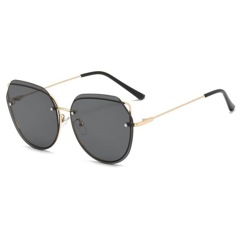 Oval metal rimless sunglasses wear cat ear sunglasses sunshade glasses