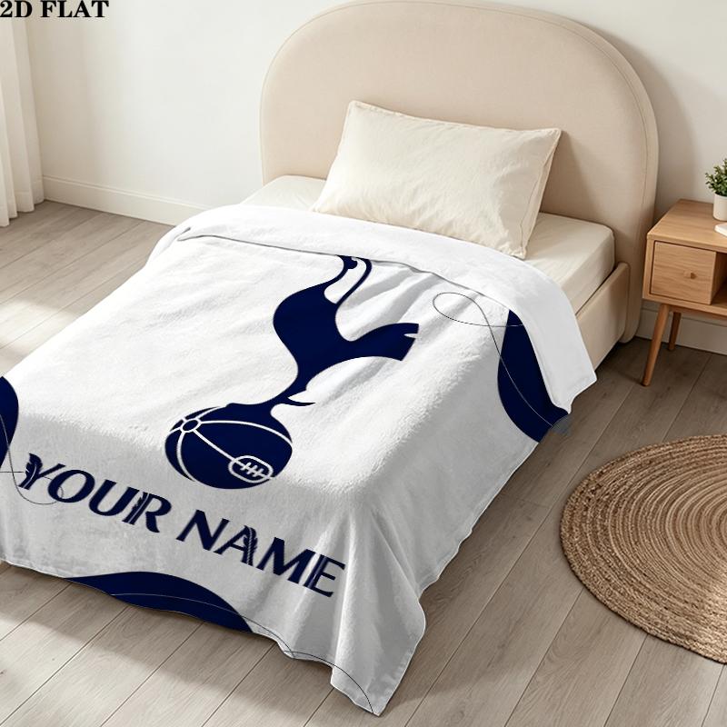 Custom Name,Tottenham Hotspur Printed Flannel Blanket, soft throw for bedroom sofa, washable, Christmas present, great gift.