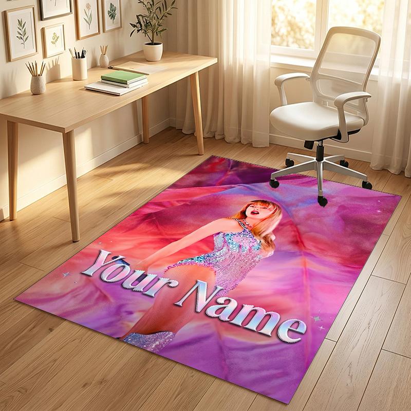 Personalized Crystal Velvet Carpet,Taylor Swift Custom Printed Name, Plush Area Rug For Home Indoor Decor