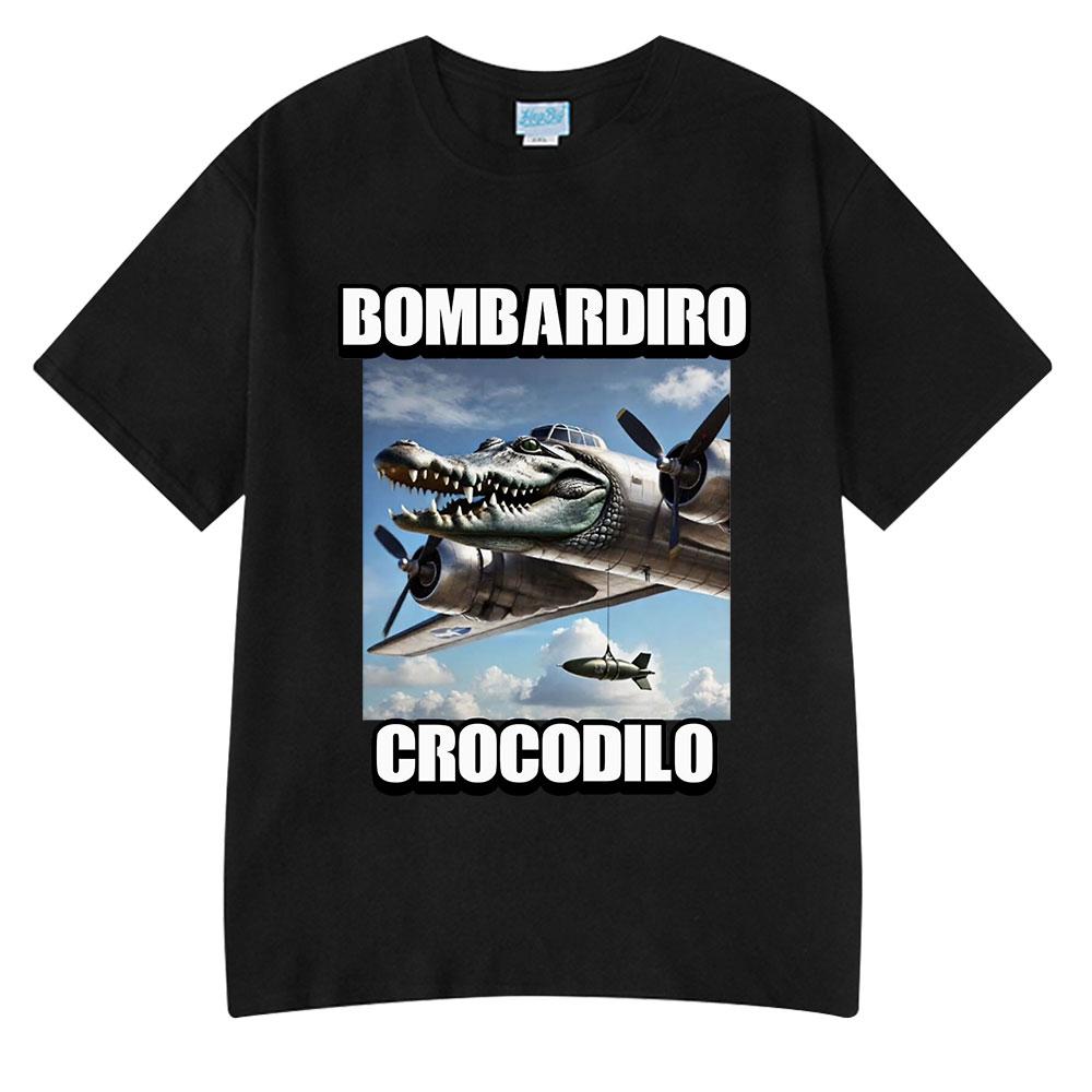 Bombardiro Crocodilo Crocodile Plane Bomber Funny Meme T-shirt Men Women Casual Cotton Comfort