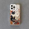 Прозрачный чехол для телефона с рисунком цветущей сливы и кошки для iPhone 11 12 13 Pro Max 14 15 Pro Max Plus XS XR X Прозрачная задняя крышка